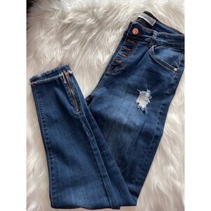 Prestige Denim Button Fly Closure Distressed  Ankle Zippers Stretch Pants Sz 5